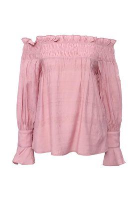 LOST INK  BARDOT TEXTURED PINK TOP